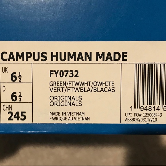 Adidas Campus x Human made Green suede Mens size 7 - Picture 9 of 12